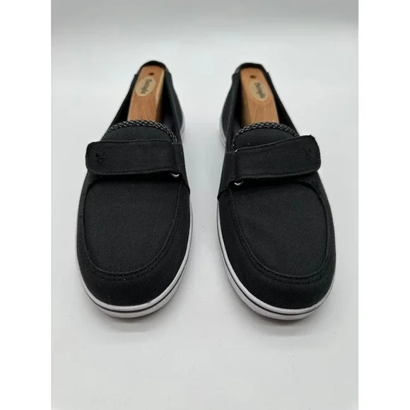 Grasshoppers Janey Black Canvas Boat Shoes Slip On Sneakers EF37412 Womens 8W