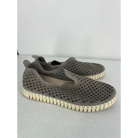 Ilse Jacobsen Tulip Gray Laser Cut Slip On Loafer Flats Womens EU 39 US 8.5-9