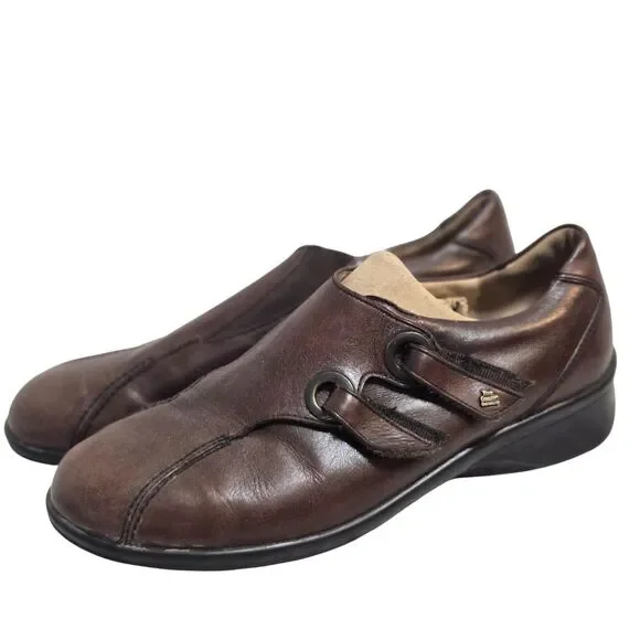 Finn Comfort Womens Brown‎ Leather Comfort Shoes Size 9D Adjustable Straps EUC