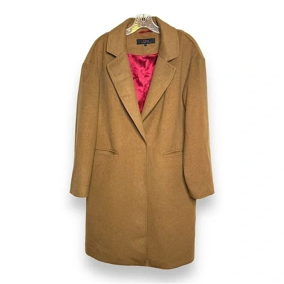 NEW TRINA TURK Bianca Brown Wool Blend Walker Pea Coat Jacket Womens 10