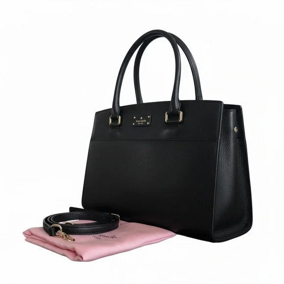 Kate Spade Black Leather Satchel Crossbody Top Handle Bag NWOT