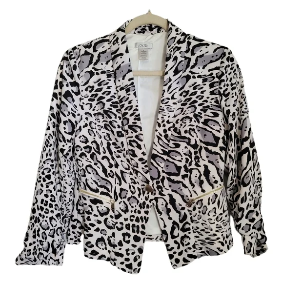 Cache Blazer Womens Size 2 Animal Print One Button Long Sleeve
