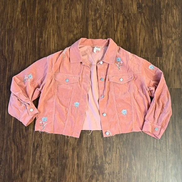 H&M Coral Jacket with Floral Embroidery