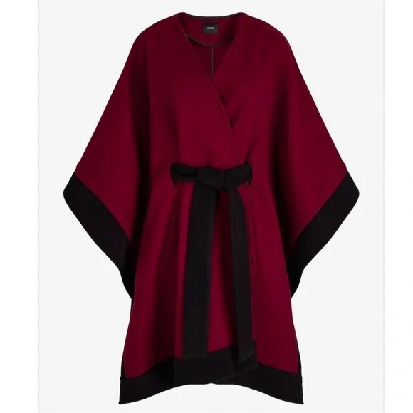Chic Burgundy and Black Cape Coat size M/L
