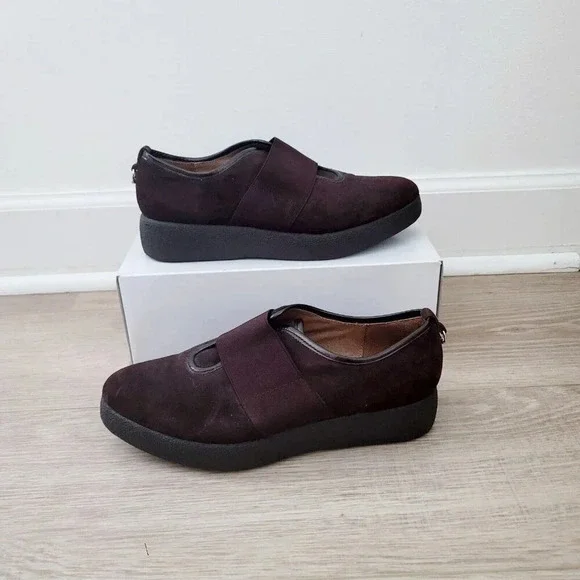 Donald J Pliner Jasper Brown Suede Leather Slip On Loafers Platform Shoes 8.5 38