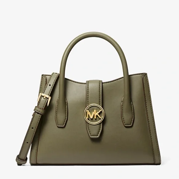 MICHAEL KORS Gabby Small Faux Leather Satchel COLOR OLIVE NWT