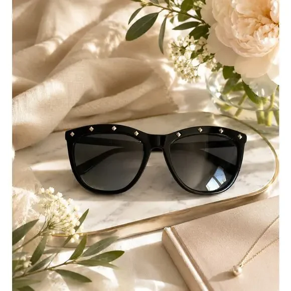 Michael Kors Las Vegas Oversized Studded Sunglasses Black Gold