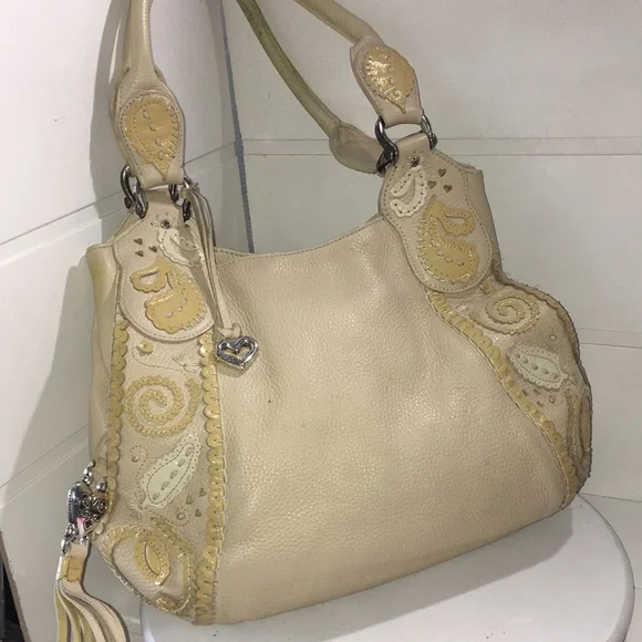 Brighton large bohemian satchel cream color bag
