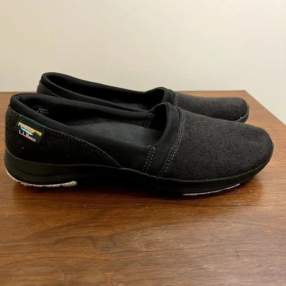 LL Bean All Around Slip On Shoe Fleece Comfort Cushion -Women's 9 M -‎ Black
