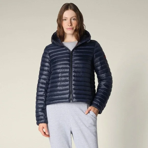 Save the Duck Hooded Puffer Jacket Blue Black