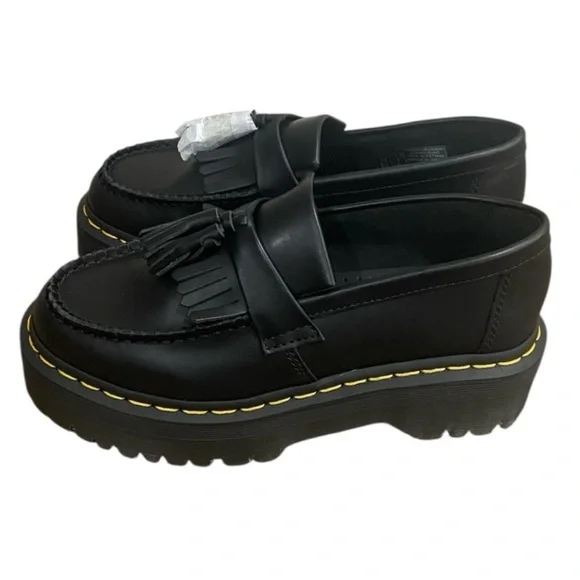 Dr. Martens air wair Black Platform Loafers Adrian quad slip ons Sz 7 New
