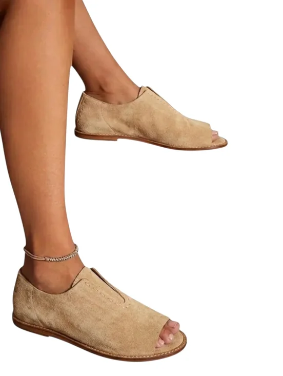 Free People Rogue Suede Cutout Oxford Flats Sienna Brown Slip On Sandal 8.5 NIB