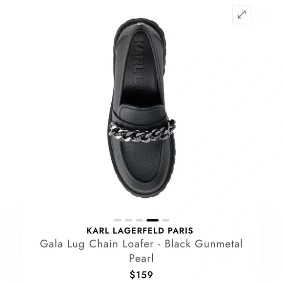 Karl Lagerfeld Paris Gala Lug Chain Loafer in Black Gunmetal Black Loafers