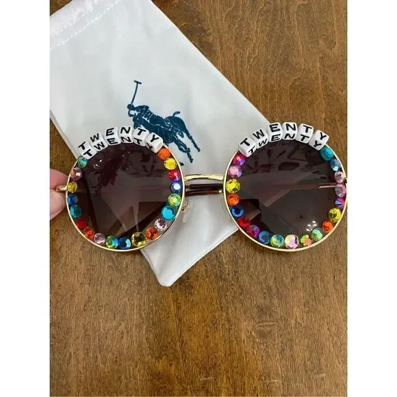 Twenty Twenty Rhinestone Gold Sunglasses UV400
