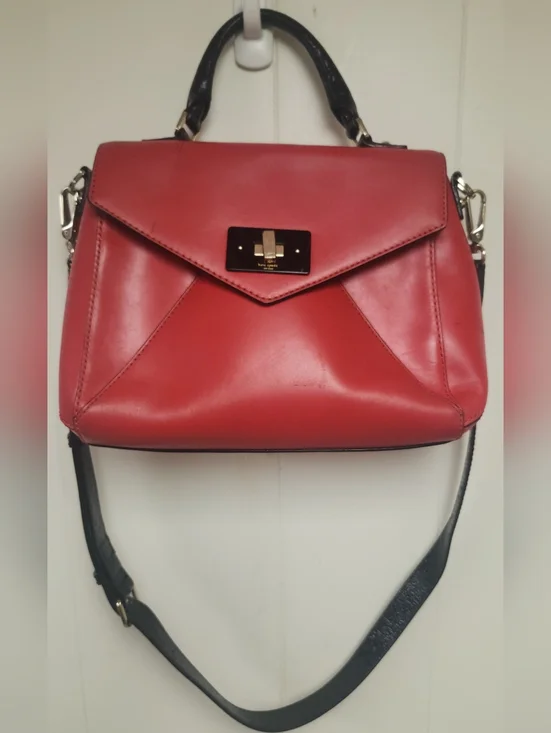 Vintage Kate Spade Red Top-Handle Crossbody Bag with Gold Hardware