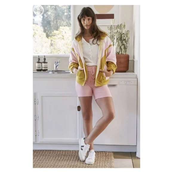 NWOT Anthropologie Daily Practice Candie Zip Up Hoodie in Chartreuse Size Medium