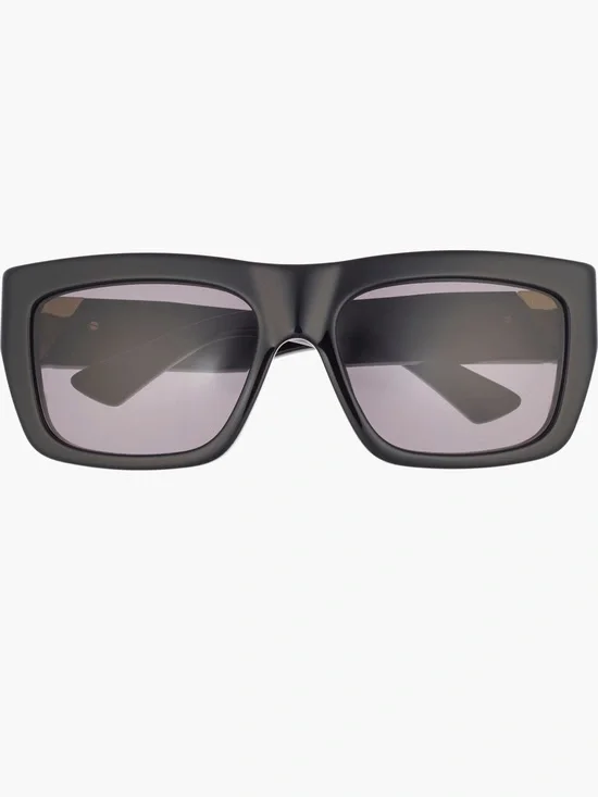 Bottega Veneta Black Square Frame Sunglasses with Gray Lenses