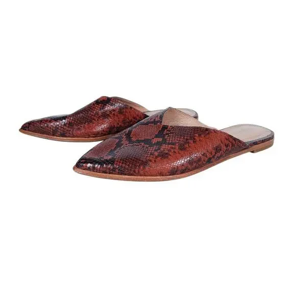 Madewell The Emilia Mule 8 Red Black Snake Embossed Leather Pointed Toe Flats