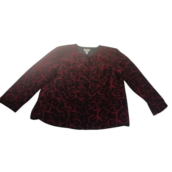 Talbots Pure Silk Quilted‎ Scroll Jacket RN58142 Womens 20W Vintage Frog Button