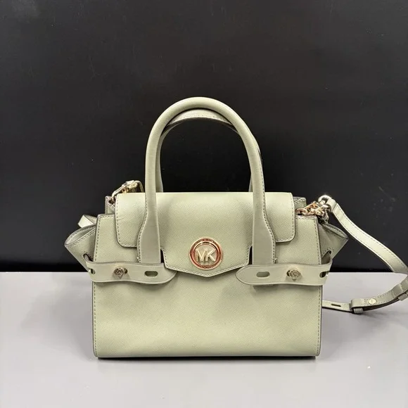 MICHAEL‎ KORS CARMEN MEDIUM FLAP SATCHEL SHOULDER BAG MK SOLID LIGHT SAGE
