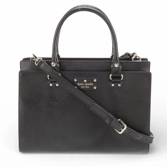 kate spade New York Durham Wellesley Black Pebble Leather with Adjustable Strap