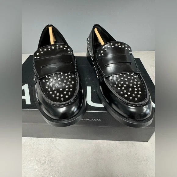 NIB- Aqua women’s Black Studded Loafers