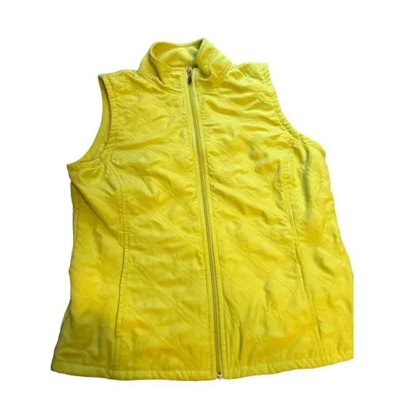 Columbia Women's Yellow Quilted‎ Vest Size S Full Zip Lightweight Casual