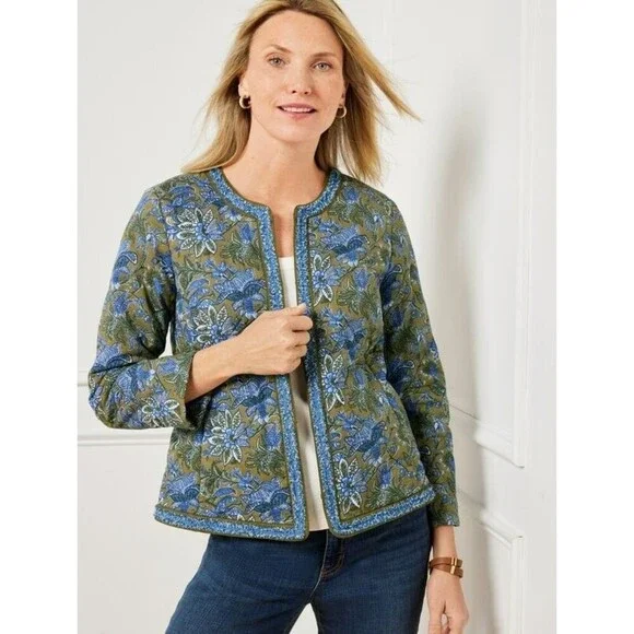 TALBOTS QUILTED FLORAL BOHO JACKET SIZE P
