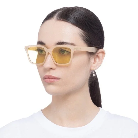 AIRE Galileo Butter Yellow Tint Square Sunglasses Anthropologie Unisex