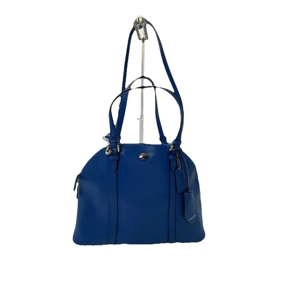 COACH PEYTON LEATHER CORA DOMED SATCHEL F25671‎ SV/CERULEAN BLUE