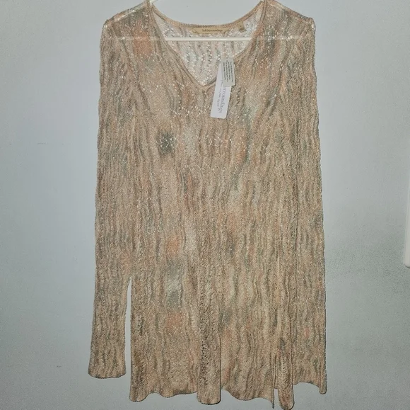 NWT Soft Surroundings Sheer Tunic Murano Sweater Pink Cedar
