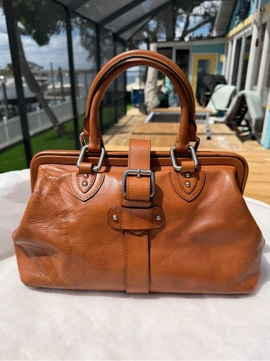 Marc Jacobs Rare Vintage Italian Grainy Calfskin Kiss-Lock Doctor Bag - Y2K