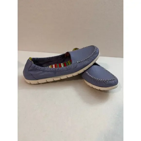 SAS Sunny Slip On Loafer 9.5M Periwnkle Purple Leather Moccasin EVA Sole