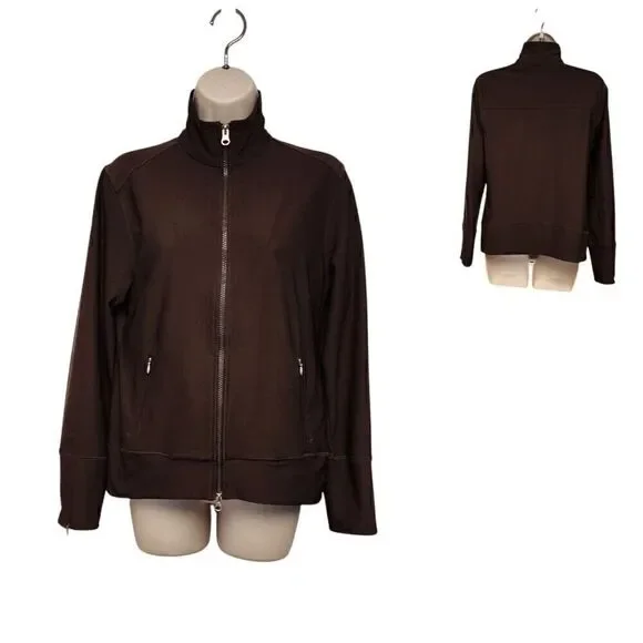 Lucy Tech Women's Size M Brown Full Zip Long Sleeve Jacket Activewear