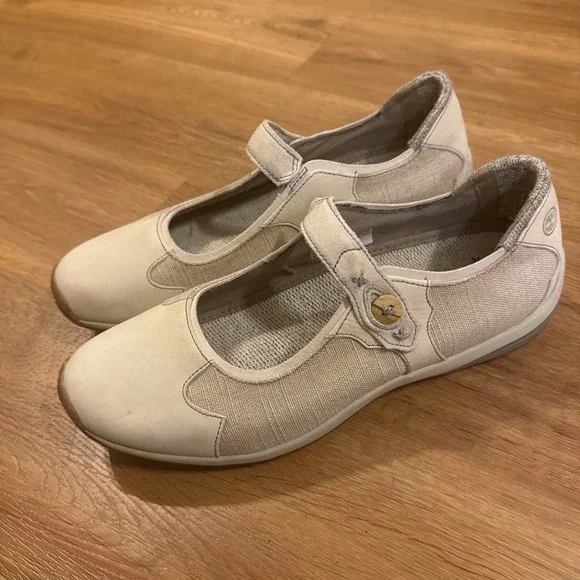 Timberland Earthkeepers Mary Jane Shoes Womens 10M Beige Leather Canvas Vibrant