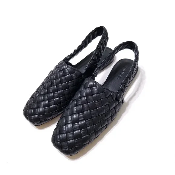 NIB Vince Cadot Woven Leather Slingback Flat - Classic Black 🖤Size 9 $325