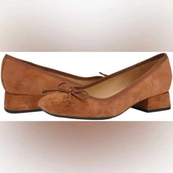 Nine West Saruh Tan Suede Block Heel Loafer Tradwife Equestrian Quiet Luxury NWB