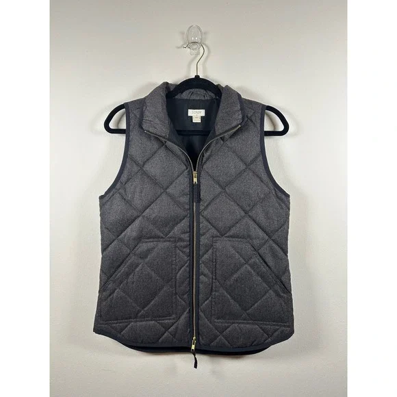 J. Crew Women's Down filled Grey‎ Quilted Puffer Vest Size XS