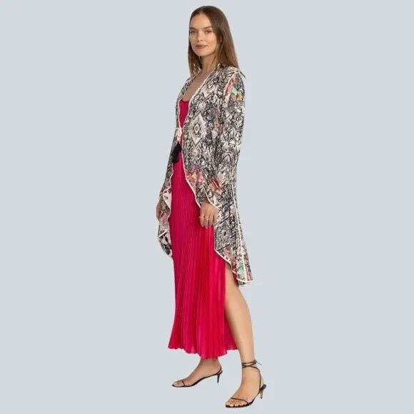 Johnny Was Ryder Long Coat Women's Small Multi Floral Reversible Boho Whimsical