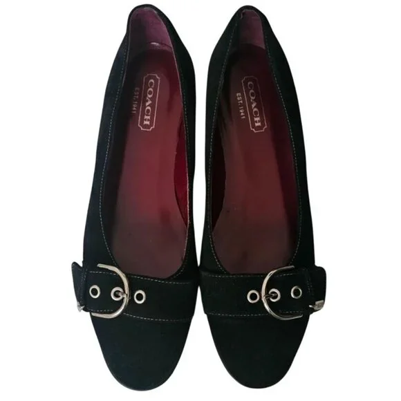 Coach Women's Black Breanna Suede Slip-On Flat Shoes Size 8 1/2B