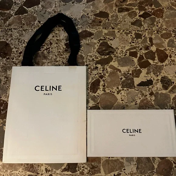 Celine White and Black Tote Bag