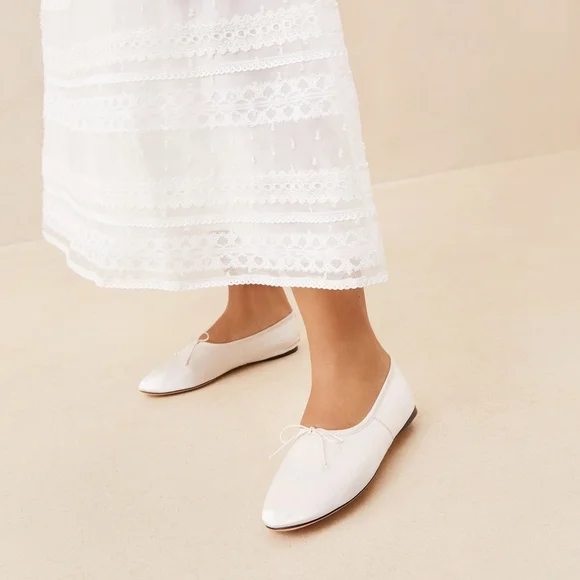 Loeffler Randall Landon Satin Cream Ballet Flats