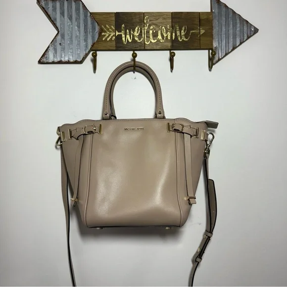 Michael Kors Beige Amelia Leather Tote Bag with Crossbody