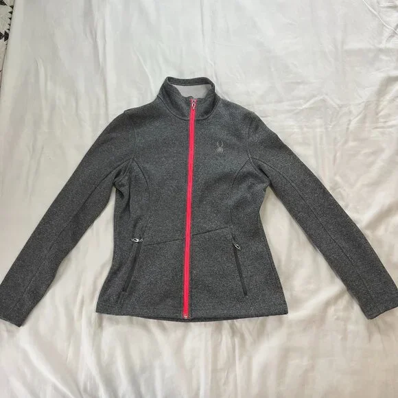 Spyder Core Gray Hot Pink Full Zip Up Fleece Sweater | Size M