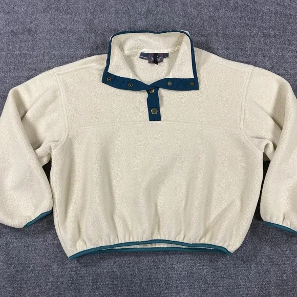 Vintage Woolrich Fleece Womens Medium Winter White Snap Outdoor 90s USA
