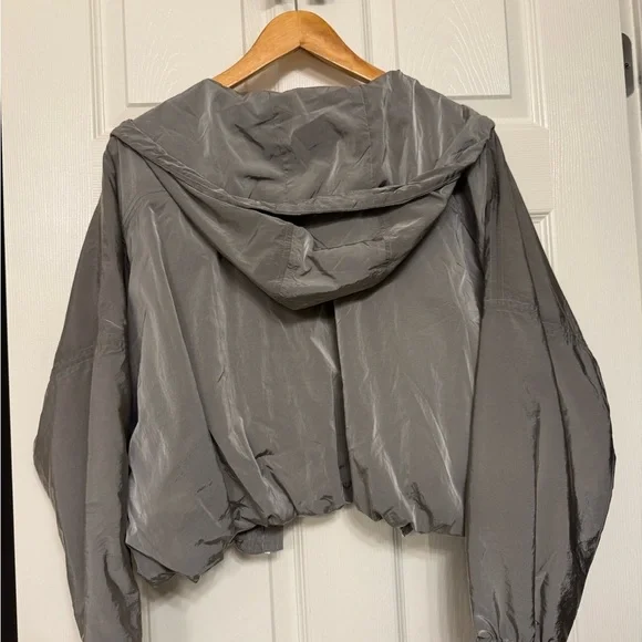 New - Athleta Silver grey Bomber Jacket with Hood