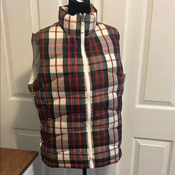Lands' End Multicolor Plaid Vest M/P 10-12 E
