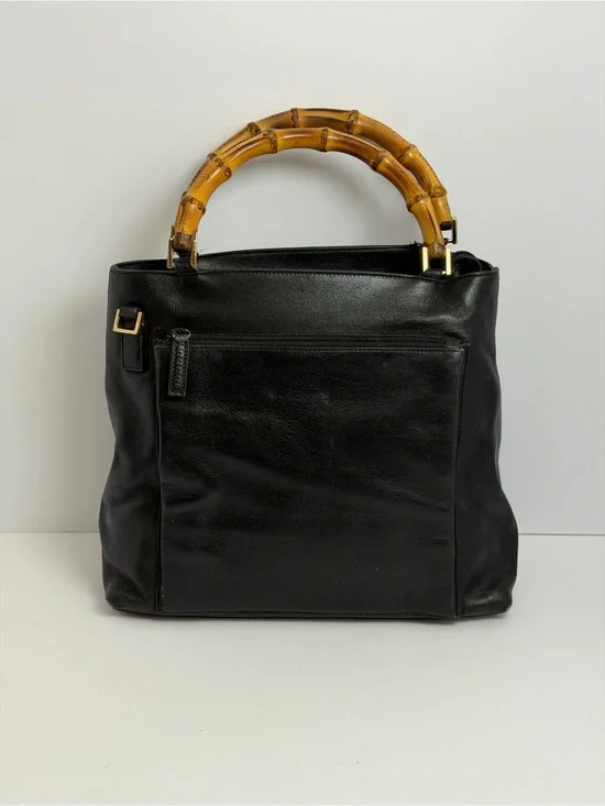 Vintage Gucci Diana Black Leather Tote with Bamboo Handles PROJECT