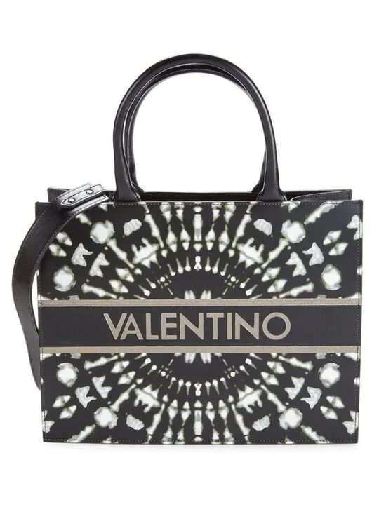 Valentino by Mario Valentino Victoria Tie Dye Leather Tote Satchel Bag Black