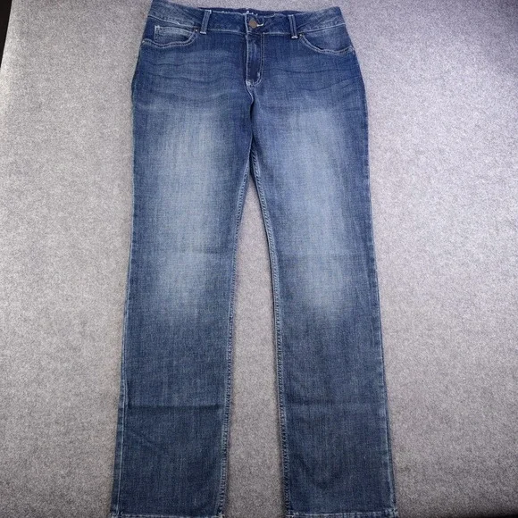 Wrangler Straight Leg Jeans Women's 15x34 Blue Faded Medium Wash Denim Stretch